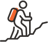 Person hiking icon.