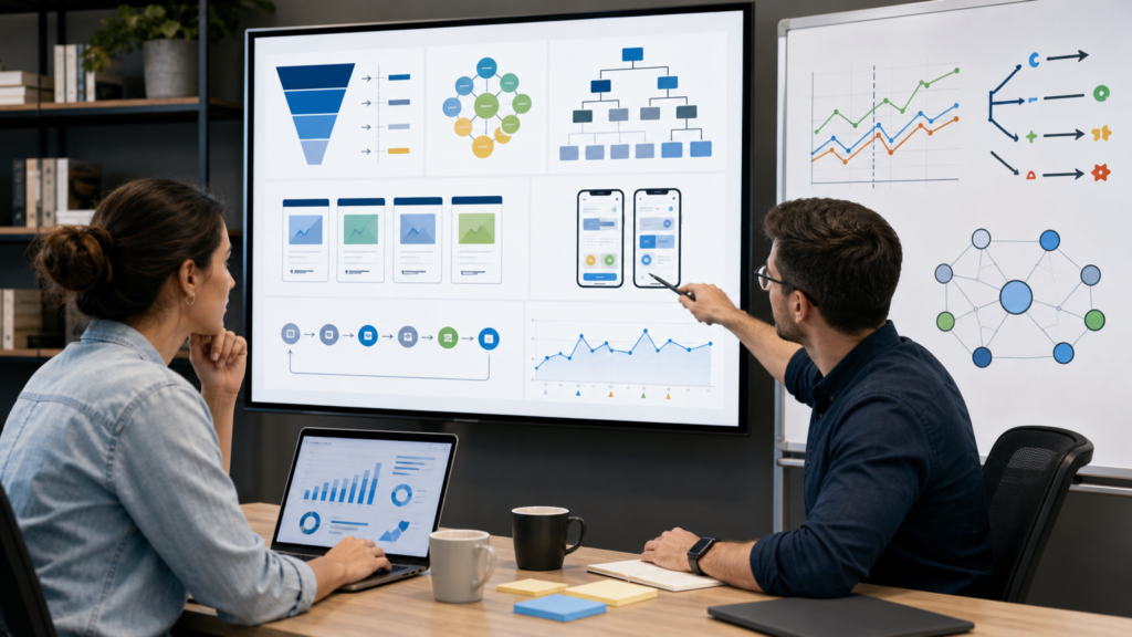 An adult volunteer reviewing abstract search-quality, accessibility, and content-structure indicators without live rankings or private analytics.