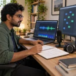 LLM engineer testing audio waveforms and realtime AI retrieval