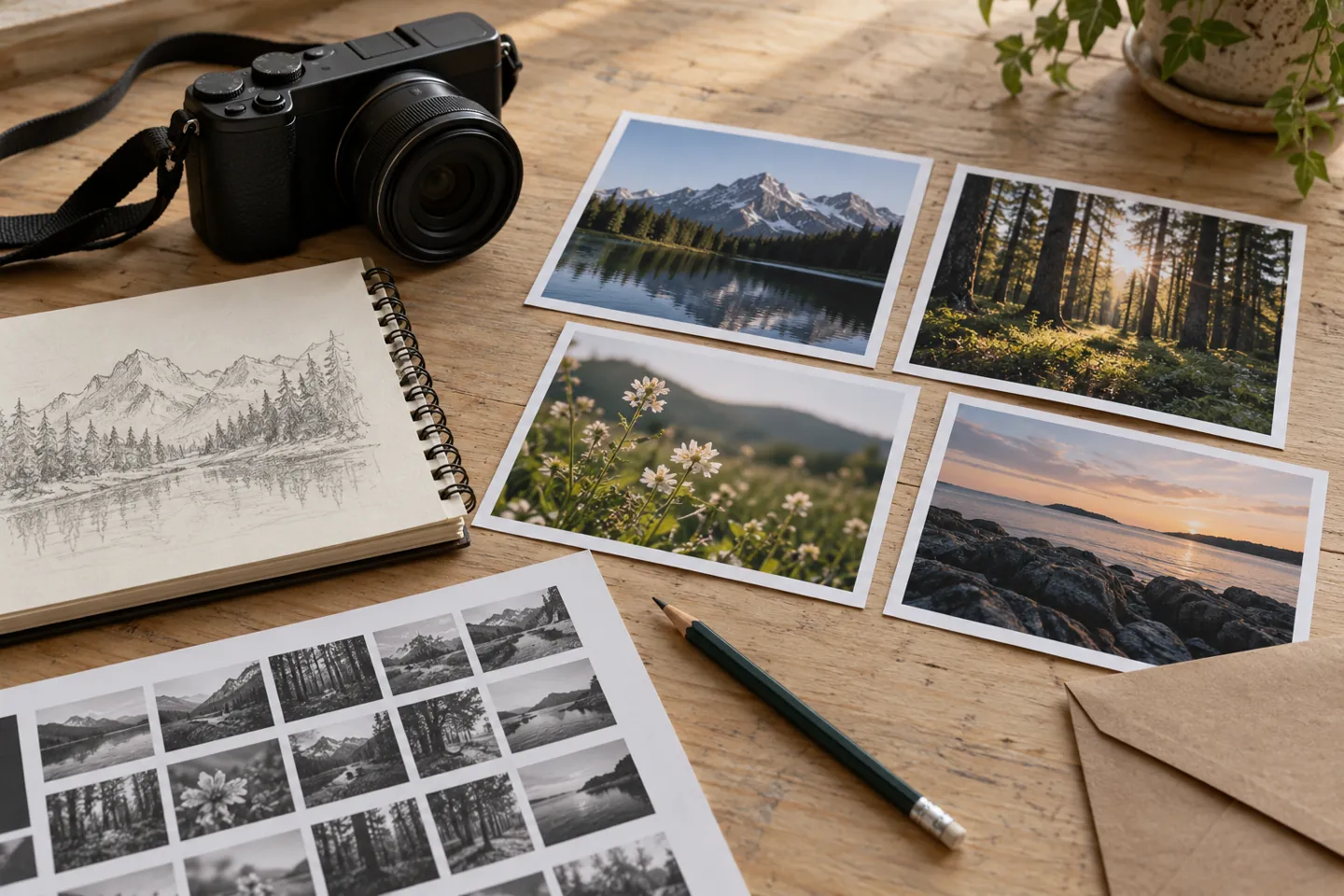 Camera and nature portfolio illustrating evidence for Common App activity descriptions